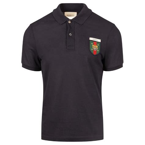 gucci web tiger crest polo shirt|gucci black and white polo shirts.